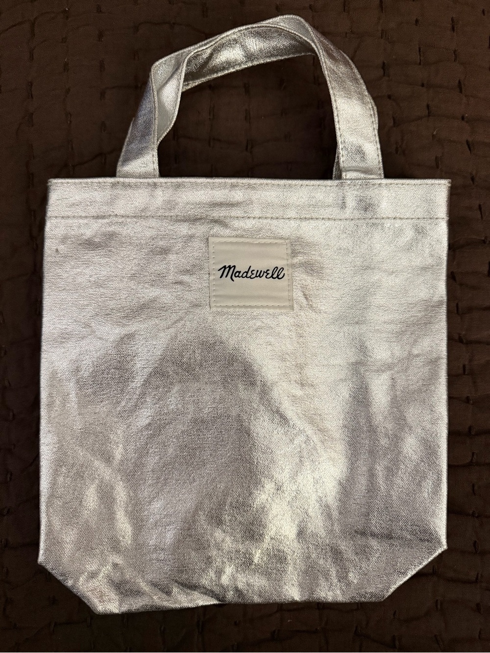 Madewell Metallic Silver Tote with Top Handles